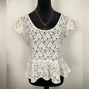 Pins & Needles  floral lace peplum top Size M